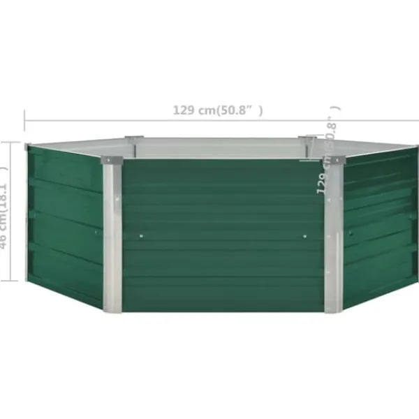 Outlet Hævet plantekasse i galvaniseret stål - Højbed | Størrelse: 129x129x46 cm | Farve: Grøn Krukker & Plantebeholdere
