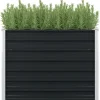 New Hævet plantekasse i galvaniseret stål - Moderne højbed | Størrelse: 100x100x77 cm | Farve: Antracitgrå Krukker & Plantebeholdere