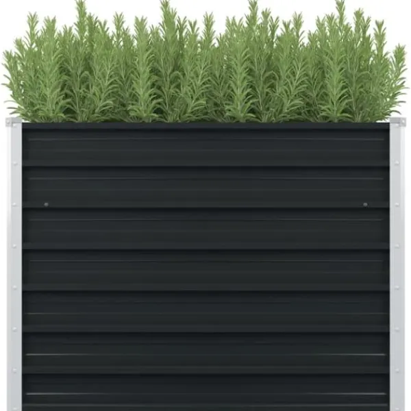New Hævet plantekasse i galvaniseret stål - Moderne højbed | Størrelse: 100x100x77 cm | Farve: Antracitgrå Krukker & Plantebeholdere