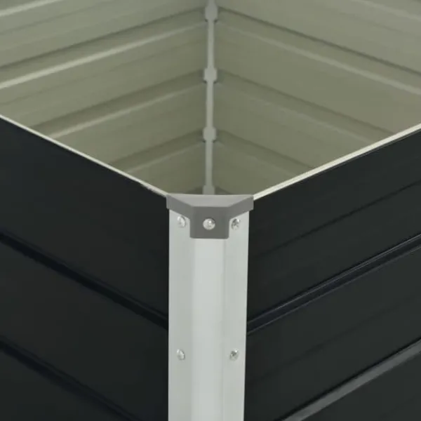 New Hævet plantekasse i galvaniseret stål - Moderne højbed | Størrelse: 100x100x77 cm | Farve: Antracitgrå Krukker & Plantebeholdere