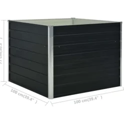 New Hævet plantekasse i galvaniseret stål - Moderne højbed | Størrelse: 100x100x77 cm | Farve: Antracitgrå Krukker & Plantebeholdere