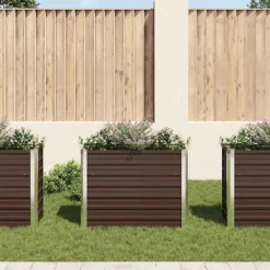 Hot Hævet plantekasse i galvaniseret stål - 100x40x77 cm | Farve: Brun Plantningsbænke