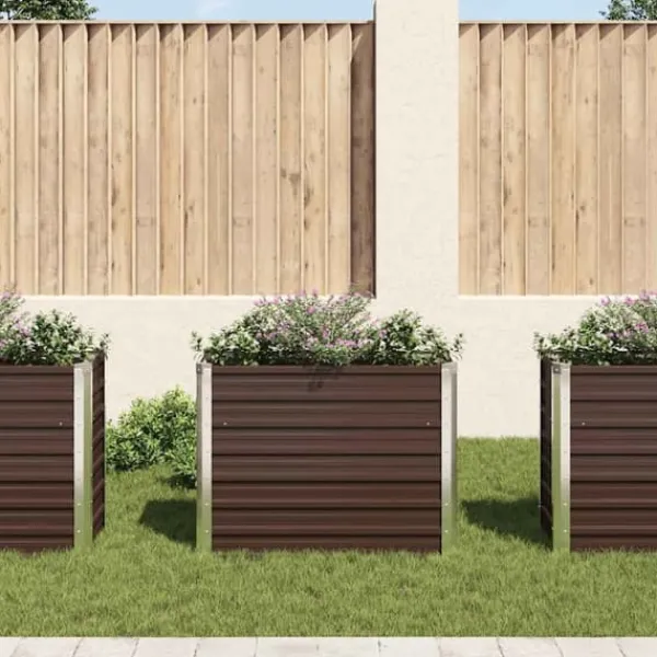 Hot Hævet plantekasse i galvaniseret stål - 100x40x77 cm | Farve: Brun Plantningsbænke