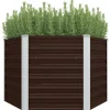Best Hævet plantekasse i galvaniseret stål - Dybde: 129x129x77 cm | Farve: Brun Plantningsbænke