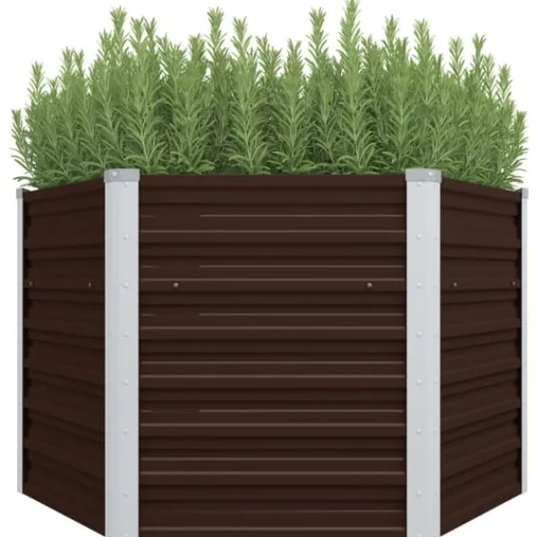 Best Hævet plantekasse i galvaniseret stål - Dybde: 129x129x77 cm | Farve: Brun Plantningsbænke