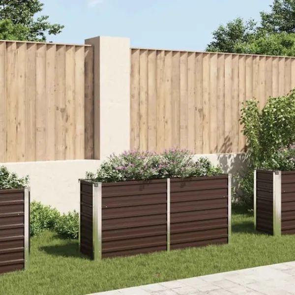 Plantningsbænke^Hævet plantekasse i galvaniseret stål - 160x40x77 cm | Farve: Brun