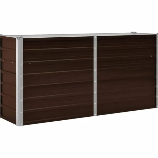 Plantningsbænke^Hævet plantekasse i galvaniseret stål - 160x40x77 cm | Farve: Brun