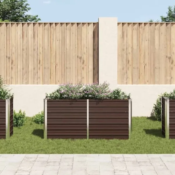 Plantningsbænke^Hævet plantekasse i galvaniseret stål - 160x40x77 cm | Farve: Brun