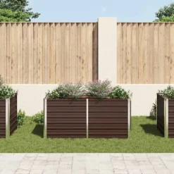 Discount Hævet plantekasse i galvaniseret stål - Stilfuld til altan eller terrasse | Størrelse: 160x80x77 cm | Farve: Brun Plantningsbænke
