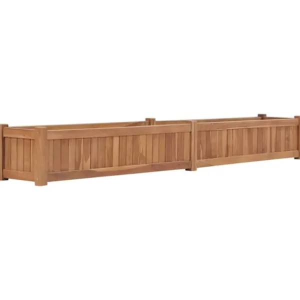 Plantningsbænke^Hævet plantekasse i massivt teaktræ | Størrelse: 200x30x25 cm