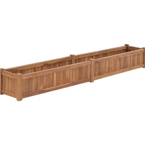Plantningsbænke^Hævet plantekasse i massivt teaktræ | Størrelse: 200x30x25 cm