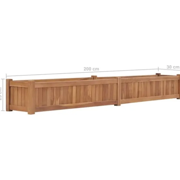 Plantningsbænke^Hævet plantekasse i massivt teaktræ | Størrelse: 200x30x25 cm