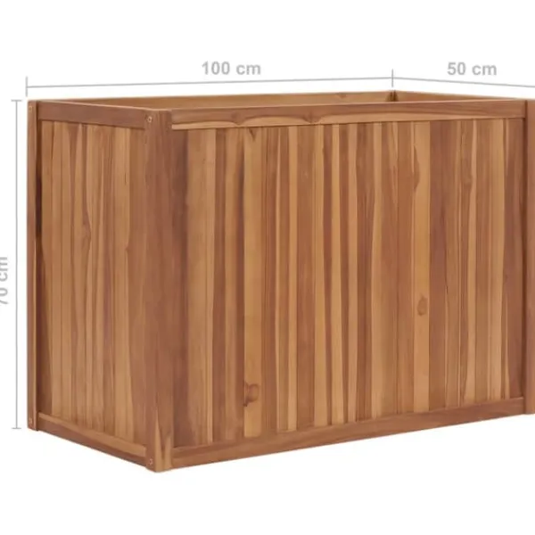 Best Hævet plantekasse i massivt teaktræ | Størrelse: 100x50x70 cm Plantningsbænke