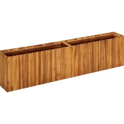 Plantningsbænke^Hævet plantekasse i massivt akacietræ - Rustikt design | Størrelse: 200x30x50 cm