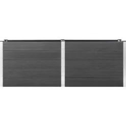 Clearance Hævet plantekasse i træ-plastkomposit - Blomsterbed | Farve: Grå | Størrelse: 250x50x91 cm Plantningsbænke