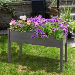 Plantningsbænke^Hævet Plantekasse, 125x59x76 cm, Grå