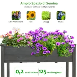 Plantningsbænke^Hævet Plantekasse, 125x59x76 cm, Grå