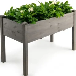Plantningsbænke^Hævet Plantekasse, 125x59x76 cm, Grå