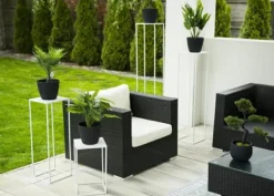 Plantestativer^Hvid moderne stående blomsterstand 100 cm