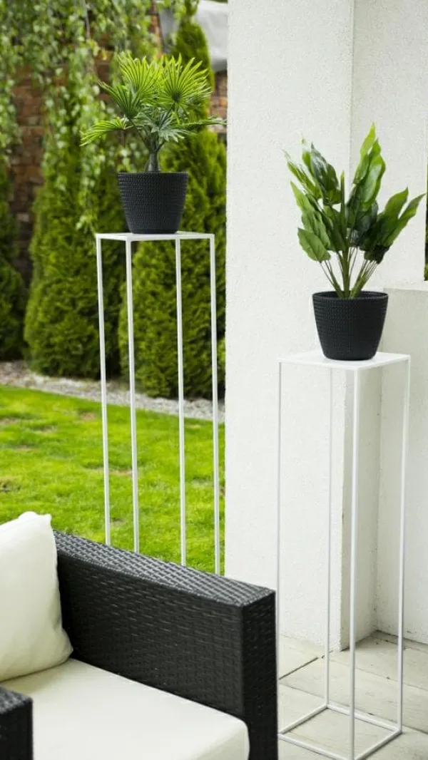 Plantestativer^Hvid moderne stående blomsterstand 100 cm