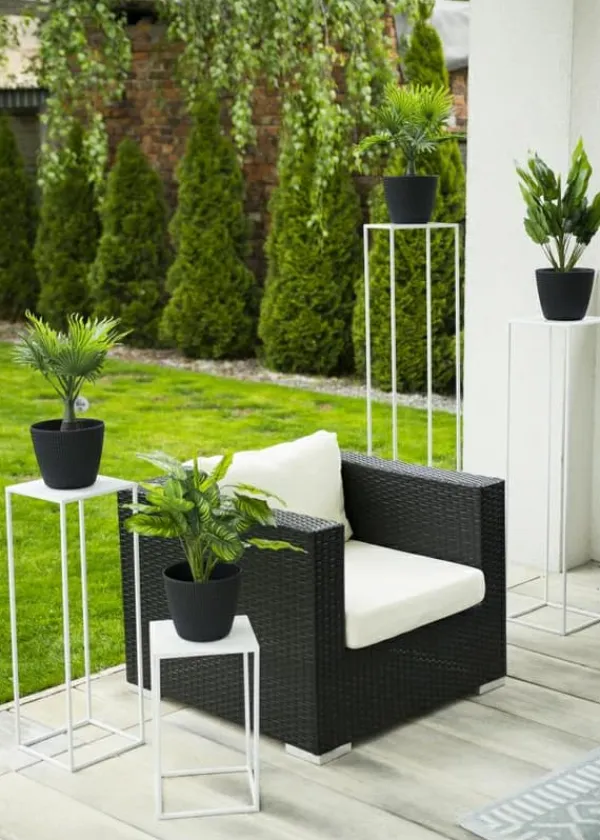 Plantestativer^Hvid moderne stående blomsterstand 100 cm
