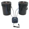 Kit Til Plante- & Urtedyrkning^Hydroponisk DWC dyrkningssystem - Komplet sæt - 2×18,9 L spande - Luftpumpe 4×4 L/min - 220V 50Hz EU-stik - PP-plast - Sort