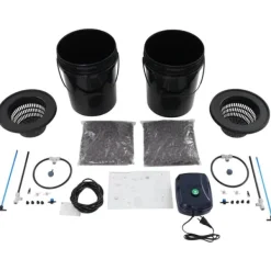 Kit Til Plante- & Urtedyrkning^Hydroponisk DWC dyrkningssystem - Komplet sæt - 2×18,9 L spande - Luftpumpe 4×4 L/min - 220V 50Hz EU-stik - PP-plast - Sort