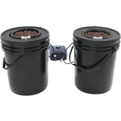 Kit Til Plante- & Urtedyrkning^Hydroponisk DWC dyrkningssystem - Komplet sæt - 2×18,9 L spande - Luftpumpe 4×4 L/min - 220V 50Hz EU-stik - PP-plast - Sort