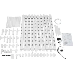Kit Til Plante- & Urtedyrkning^Hydroponisk dyrkningsanlæg - Havekit - 3 niveauer - 90 plantepladser - Fritstående - EU-stik - 102×40×100 cm - Hvid