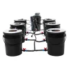 Kit Til Plante- & Urtedyrkning^Hydroponisk dyrkningsanlæg - DWC sæt med 7 spande - 20 l pr. spand - Luftpumpe EU-stik - Max løftehøjde 1,2 m - PP - Sort