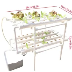 Hot Hydroponisk dyrkningsanlæg - 2-lags NFT rørkit - 72 huller - 32 mm huldiameter - 220V/50Hz - Altan - Uden vandtank - Hvid Kit Til Plante- & Urtedyrkning