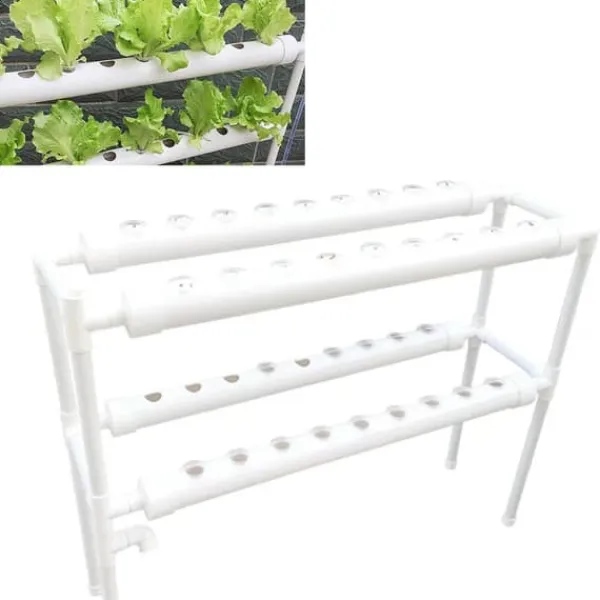 Hot Hydroponisk dyrkningsanlæg - 2-lags NFT rørkit - 72 huller - 32 mm huldiameter - 220V/50Hz - Altan - Uden vandtank - Hvid Kit Til Plante- & Urtedyrkning