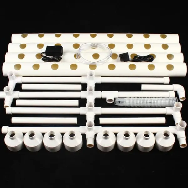 Hot Hydroponisk dyrkningsanlæg - 2-lags NFT rørkit - 72 huller - 32 mm huldiameter - 220V/50Hz - Altan - Uden vandtank - Hvid Kit Til Plante- & Urtedyrkning