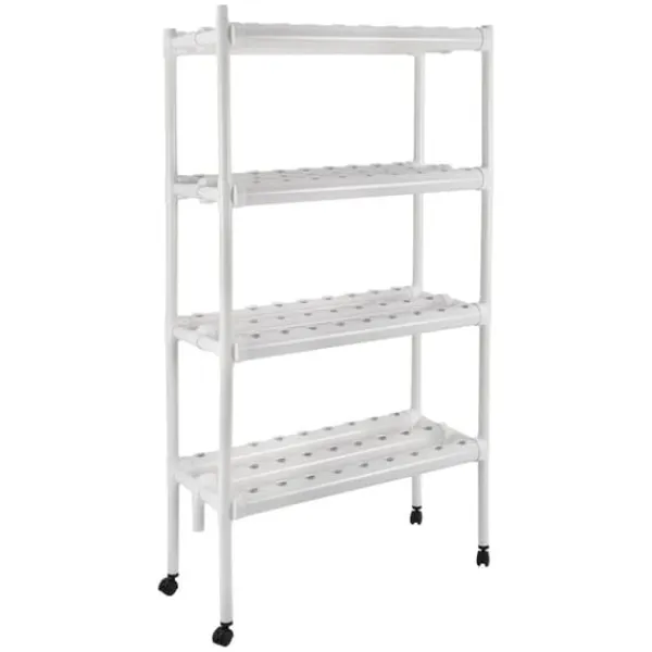 Plantestativer^Hydroponisk Dyrkningsanlæg - 4 Etager 108 Plantepladser - Timerstyret Vandpumpe - PVC - Hydroponisk Dyrkningssæt - Til Salat Raps Rødbeder