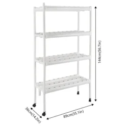 Plantestativer^Hydroponisk Dyrkningsanlæg - 4 Etager 108 Plantepladser - Timerstyret Vandpumpe - PVC - Hydroponisk Dyrkningssæt - Til Salat Raps Rødbeder