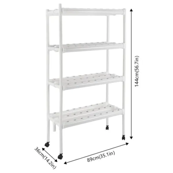 Plantestativer^Hydroponisk Dyrkningsanlæg - 4 Etager 108 Plantepladser - Timerstyret Vandpumpe - PVC - Hydroponisk Dyrkningssæt - Til Salat Raps Rødbeder