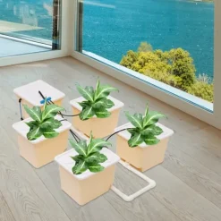 New Hydroponisk dyrkningsanlæg - 4-spands drypvandingskit indendørs - Hver spand 11 L - Pumpe 220–240 V/50 Hz - 4 W - 300 L/t - PP-plast Kit Til Plante- & Urtedyrkning