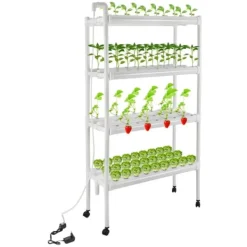 Outlet Hydroponisk dyrkningsanlæg - Plantningssæt - 4 lag, 108 pladser - Med timer og vandpumpe - PVC - Til salat, raps og rødbeder Kit Til Plante- & Urtedyrkning