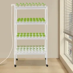 Outlet Hydroponisk dyrkningsanlæg - Plantningssæt - 4 lag, 108 pladser - Med timer og vandpumpe - PVC - Til salat, raps og rødbeder Kit Til Plante- & Urtedyrkning