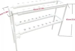 Discount Hydroponisk Dyrkningssæt - Hydroponisk Plantesystem - 2 Niveauer - 72 Plantepladser - Vandingssystem - Hvid Kit Til Plante- & Urtedyrkning