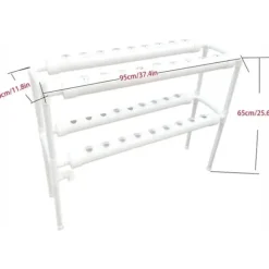 Discount Hydroponisk Dyrkningssæt - Hydroponisk Plantesystem - 2 Niveauer - 72 Plantepladser - Vandingssystem - Hvid Kit Til Plante- & Urtedyrkning