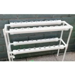 Discount Hydroponisk Dyrkningssæt - Hydroponisk Plantesystem - 2 Niveauer - 72 Plantepladser - Vandingssystem - Hvid Kit Til Plante- & Urtedyrkning
