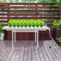 Hot Hydroponisk dyrkningssæt - Hydroponisk system - 4 rør - 36 plantehuller - Enkelt lag - Til grøntsager, urter, blomster - Hvid Kit Til Plante- & Urtedyrkning