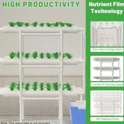 Hydroponisk dyrkningssæt - NFT-system 3-lags - 108 huller - Jordløs dyrkning - Plast, plantepotter, komplet sæt - Hvid Kit Til Plante- & Urtedyrkning
