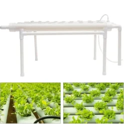 Kit Til Plante- & Urtedyrkning^Hydroponisk dyrkningssæt - 6-rørssystem - 54 plantepladser - 1 lag - PVC - Komplet sæt - Hvid