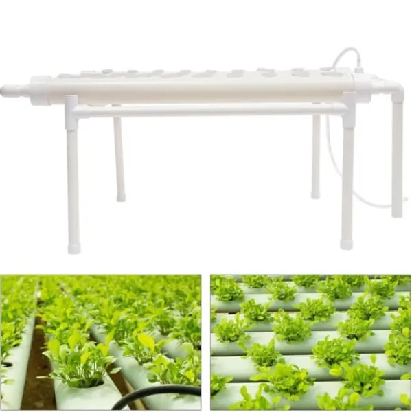 Kit Til Plante- & Urtedyrkning^Hydroponisk dyrkningssæt - 6-rørssystem - 54 plantepladser - 1 lag - PVC - Komplet sæt - Hvid