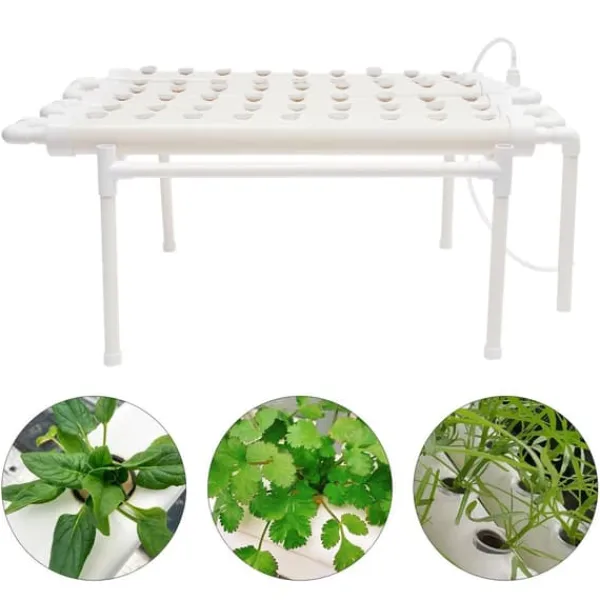 Kit Til Plante- & Urtedyrkning^Hydroponisk dyrkningssæt - 6-rørssystem - 54 plantepladser - 1 lag - PVC - Komplet sæt - Hvid
