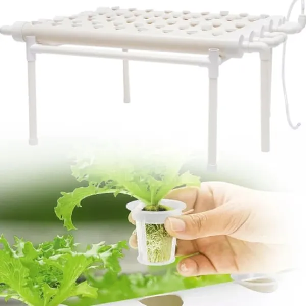 Kit Til Plante- & Urtedyrkning^Hydroponisk dyrkningssæt - 6-rørssystem - 54 plantepladser - 1 lag - PVC - Komplet sæt - Hvid