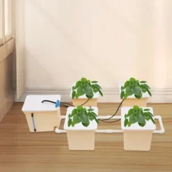 Sale Hydroponisk Dyrkningssæt - 4-Spands System - Pumpe 300 l/t - 11 l Spande - Komplet Sæt - Til Indendørs/Udendørs Kit Til Plante- & Urtedyrkning