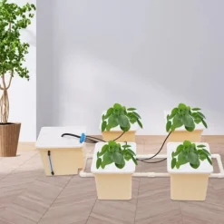 Sale Hydroponisk Dyrkningssæt - 4-Spands System - Pumpe 300 l/t - 11 l Spande - Komplet Sæt - Til Indendørs/Udendørs Kit Til Plante- & Urtedyrkning